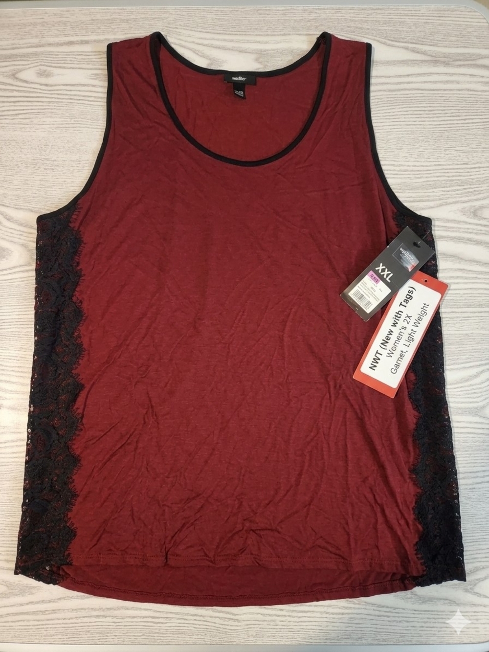 Mossimo Supply Co. Burgundy Tank with Black Lace Trim